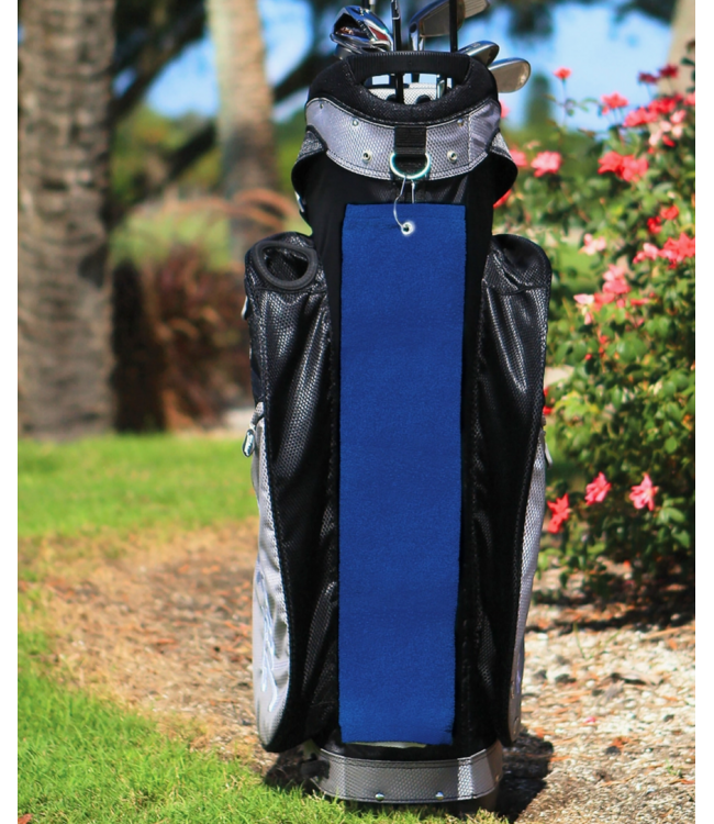 Tri-Fold Diamond Velour Golf Towel: Grommet & Hook- Navy