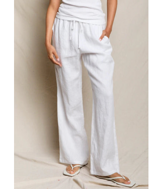 Perfectwhitetee lorana linen drawstring pants- White