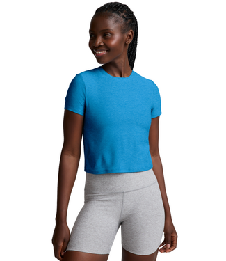 Beyond Yoga Featherweight Cropped Tee- Malibu Lagoon Heather
