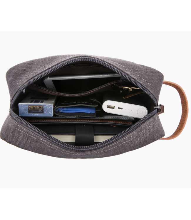 Canvas Dopp | Bag Men's Toiletry Travel Bag- Grey