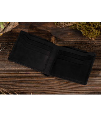 Handmade Leather Bifold Wallet- Black
