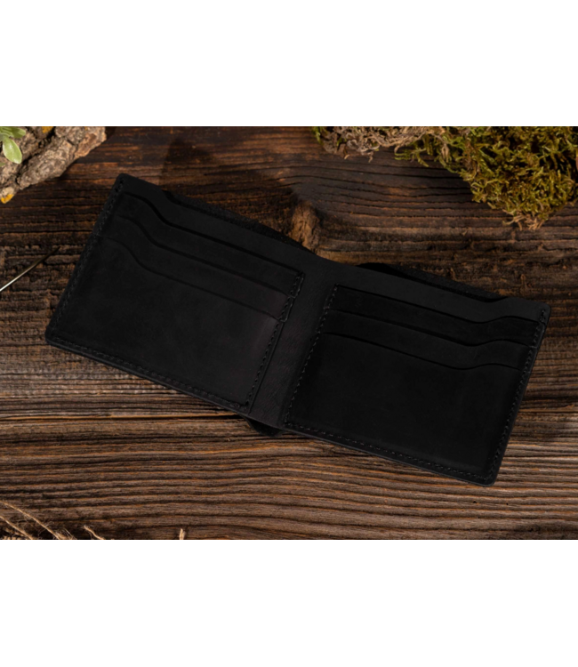 Handmade Leather Bifold Wallet- Black