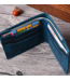 Handmade Leather Bifold Wallet- Blue
