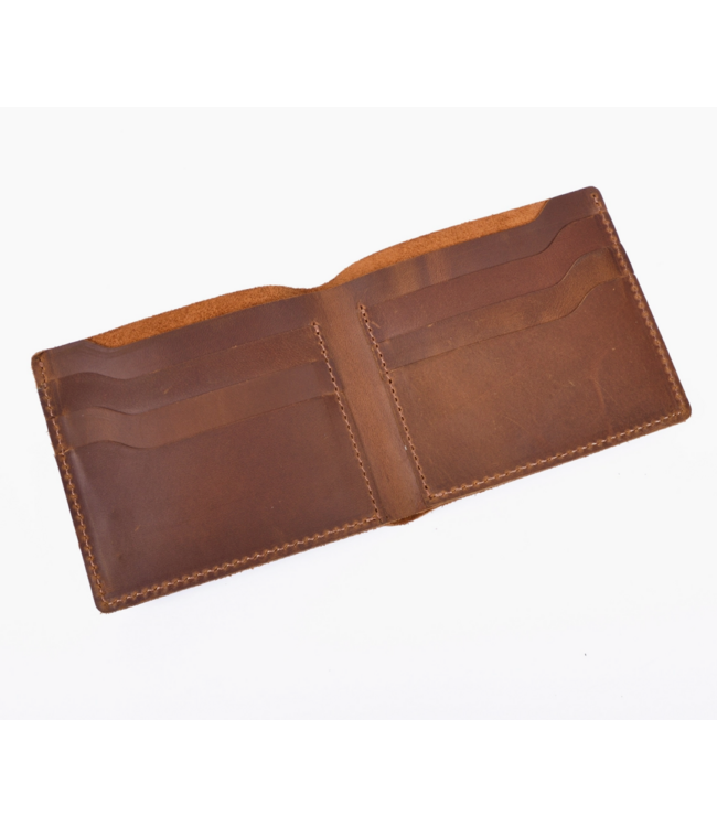 Handmade Leather Bifold Wallet- Brown