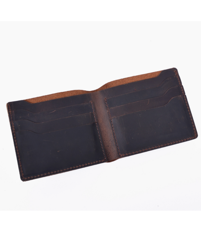 Handmade Leather Bifold Wallet- Dark Brown