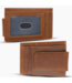Leather Wallet with Magnet Clip- Brown