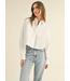 Cropped Button down Shirt- White