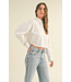 Cropped Button down Shirt- White