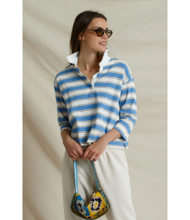 Daria Cotton Rugby- Pacific Blue Stripe