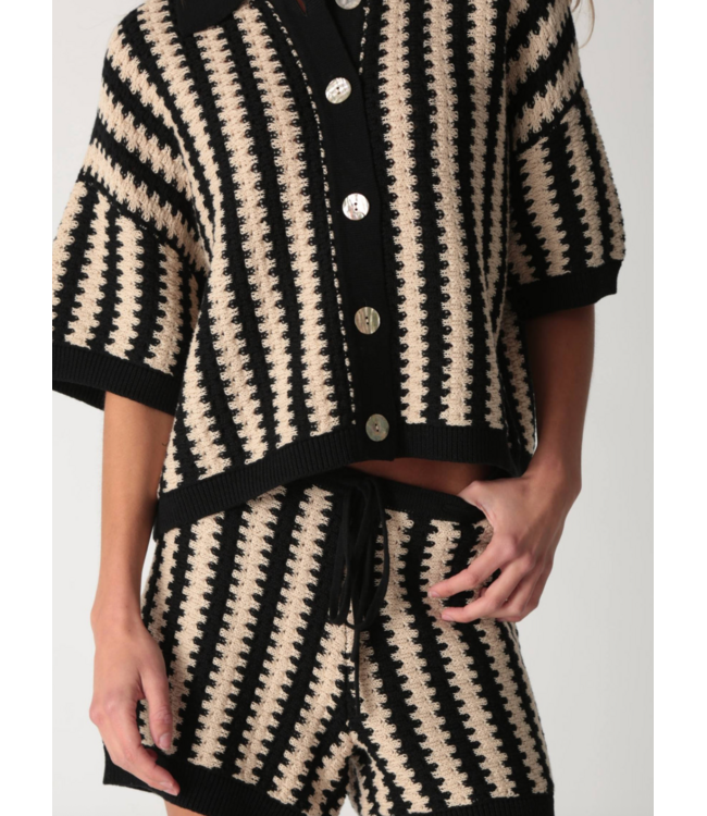 Jacklyn Knit Shirt- Onyx/Natural