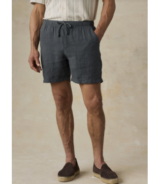 Faherty Brand Essential Linen Short 6.5"- Washed Black