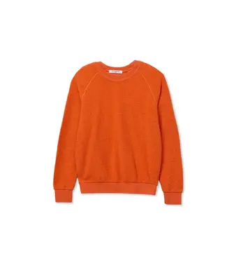Perfectwhitetee Ziggy Iside Out Fleece Long Sleeve Crew- Clementine