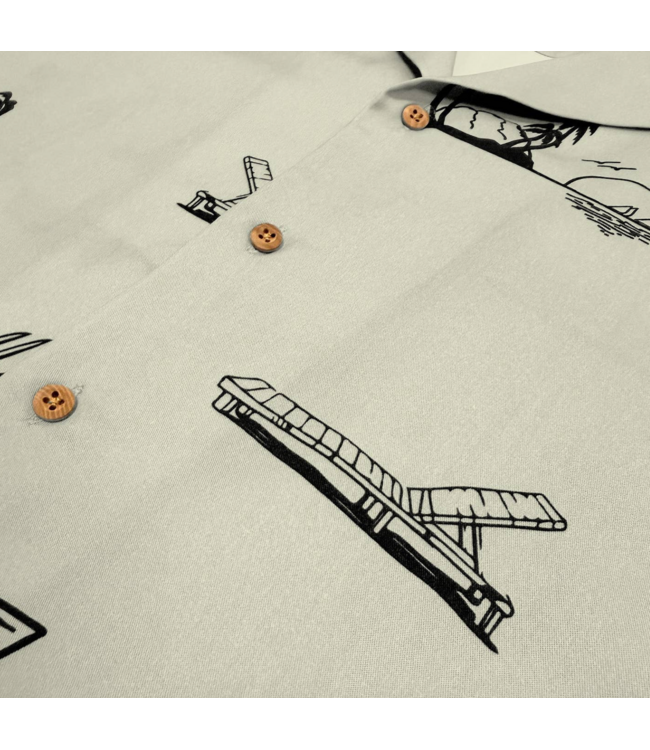 No Vacancy Button Up - Bone