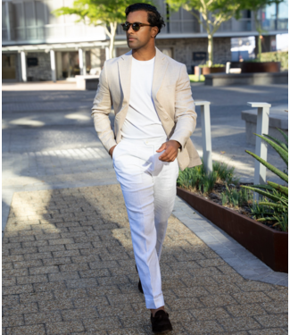 Collars & Co. The Lorenzo Linen & Cotton Blazer- Sand