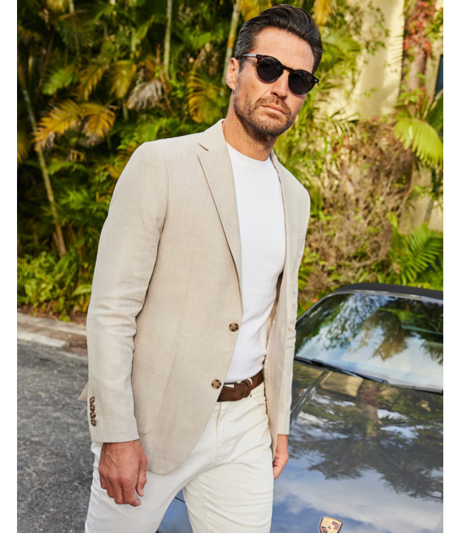 The Lorenzo Linen & Cotton Blazer- Sand