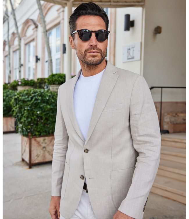 The Lorenzo Linen & Cotton Blazer- Sand