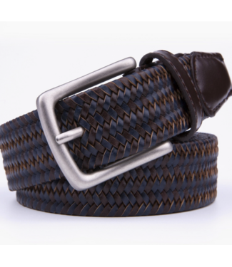 Leather Braided Belt- Brown/Navy