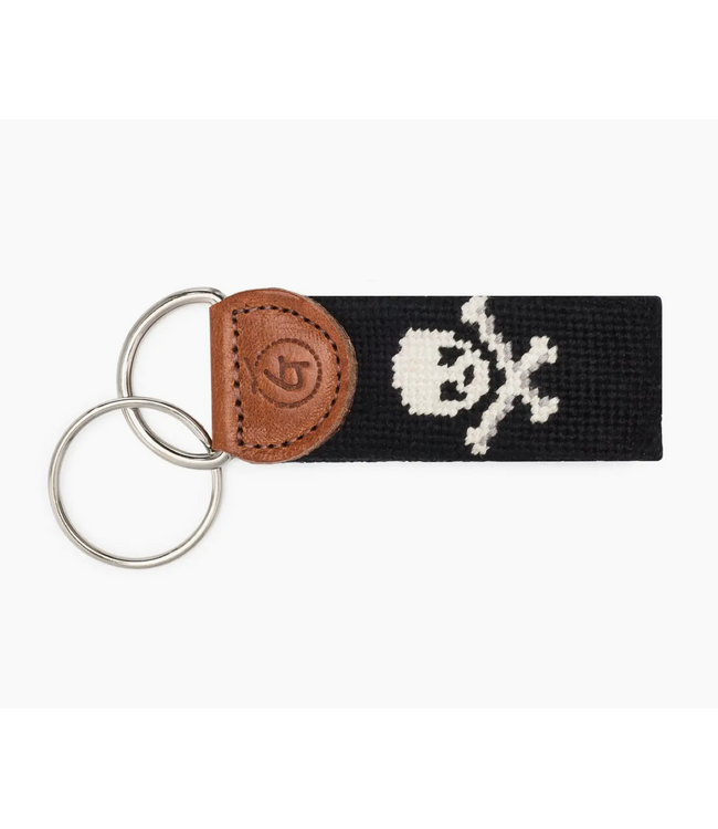 Skull and Crossbones Needlepoint Keychain
