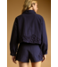 Floral Detail Jacket- Navy