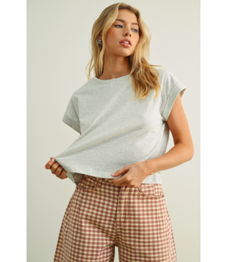 Cuffed Short Sleeve- Heather Grey