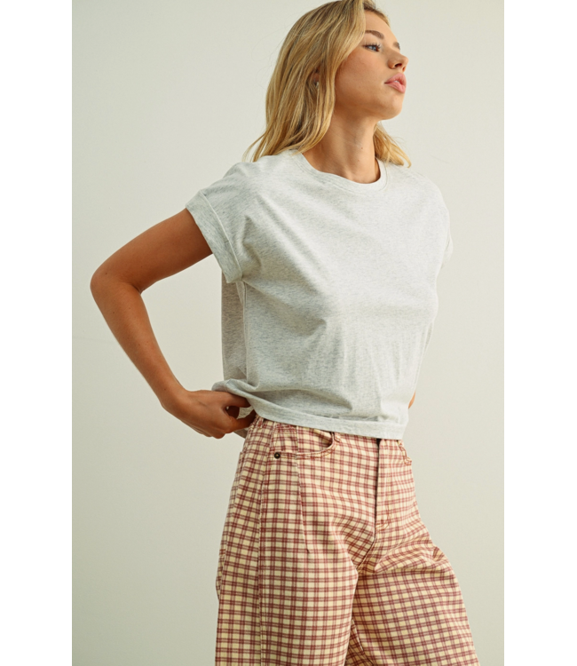 Cuffed Short Sleeve- Heather Grey
