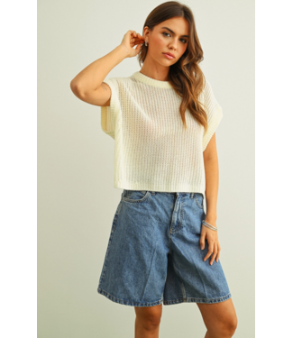 Dolman Sleeve Knitted Top- Off White