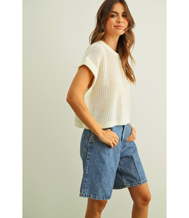Dolman Sleeve Knitted Top- Off White