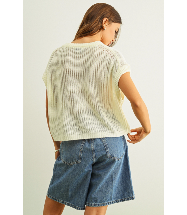 Dolman Sleeve Knitted Top- Off White