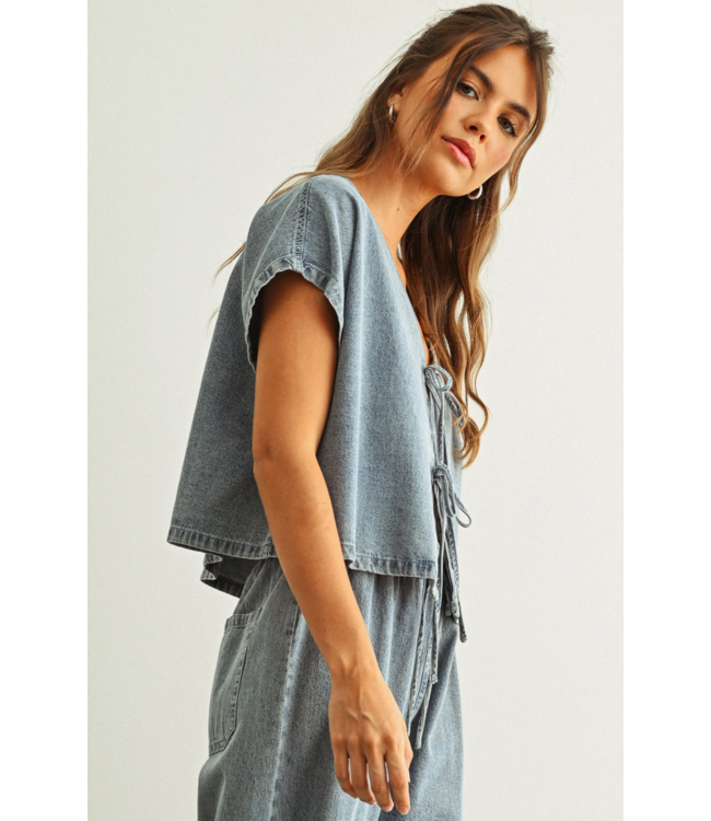 Denim Tied Blouse
