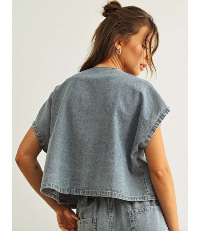 Denim Tied Blouse