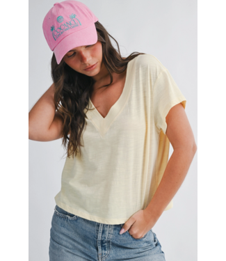 V-Neck Baby Tee- Butter
