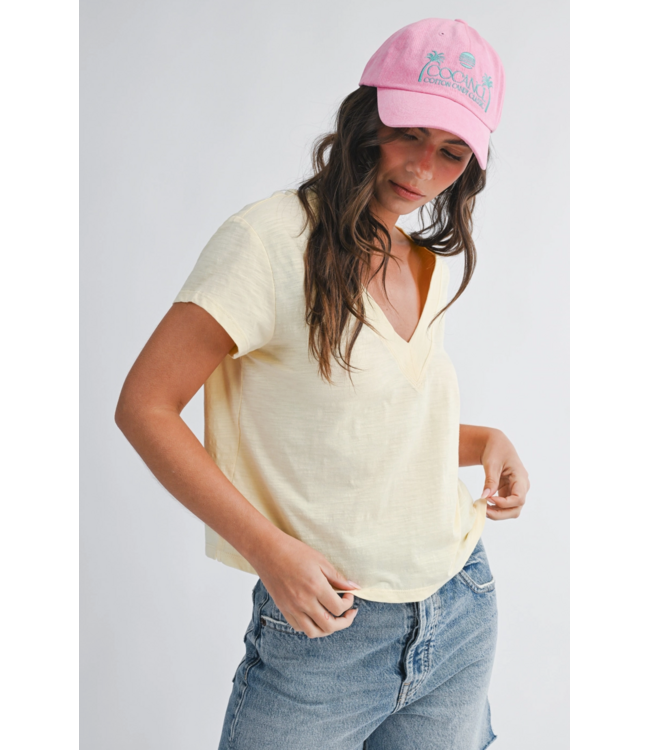 V-Neck Baby Tee- Butter