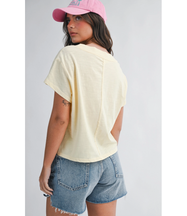 V-Neck Baby Tee- Butter