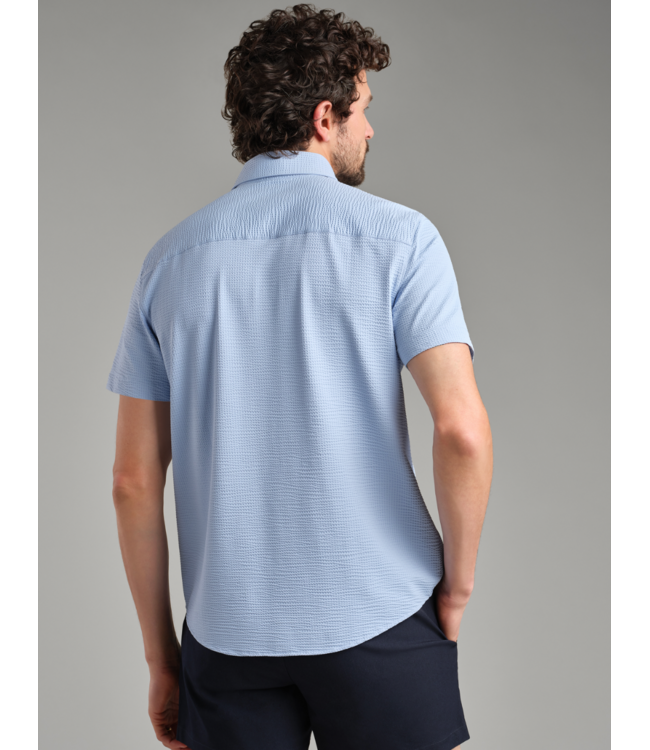 Commuter Seersucker Collared Camp shirt- Light Blue