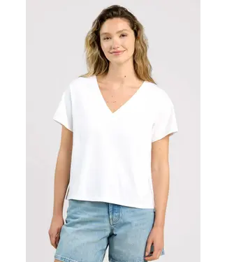 V Neck Baby Tee- White