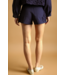 Floral Embellished Shorts- Navy