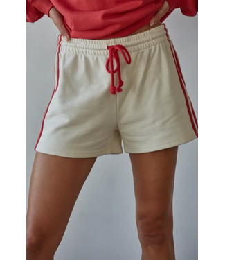 French Terry Shorts- Cream/Red