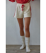French Terry Shorts- Cream/Red