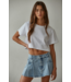 Cropped Round Neck Short Sleeve- White
