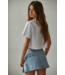 Cropped Round Neck Short Sleeve- White
