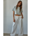 Cropped Round Neck Short Sleeve- Light Sage