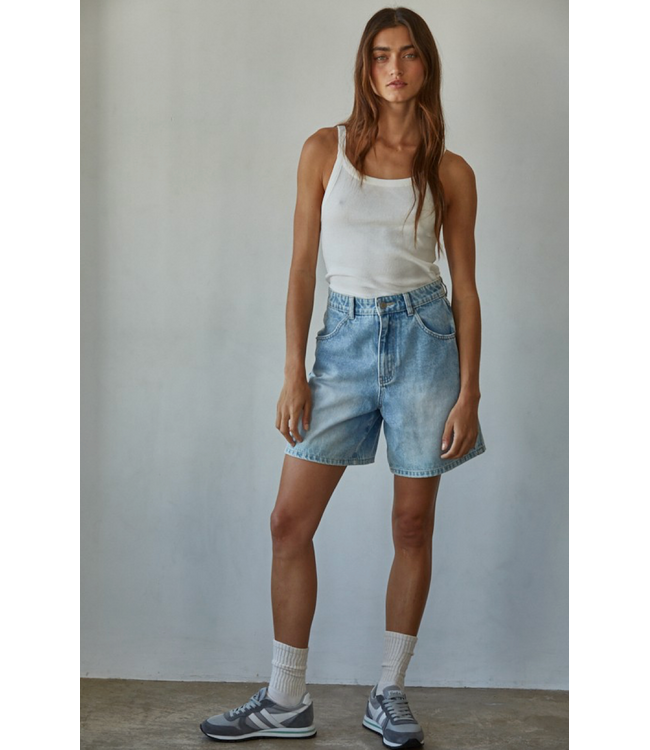Ribbed Round Neck Tank- Off White