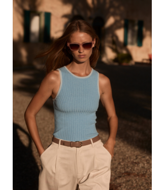 Varley Hanson Rib Knit Tank- Mist Blue