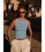 Hanson Rib Knit Tank- Mist Blue