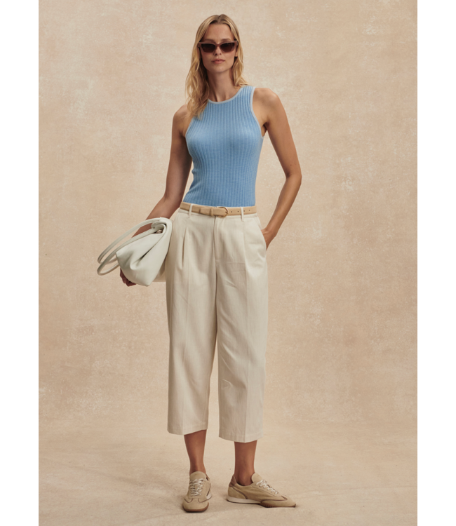 Hanson Rib Knit Tank- Mist Blue
