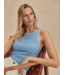 Hanson Rib Knit Tank- Mist Blue