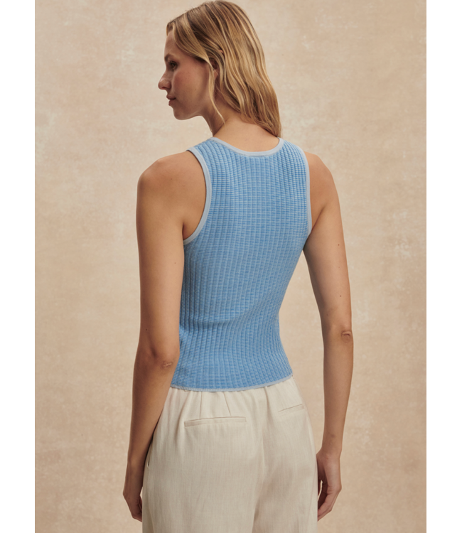 Hanson Rib Knit Tank- Mist Blue
