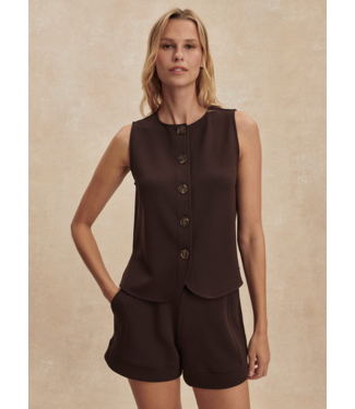 Varley Josie Button Through Tank- Coffee Bean