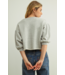 Cropped Puff Shoulder Short Sleeve- Heather Grey