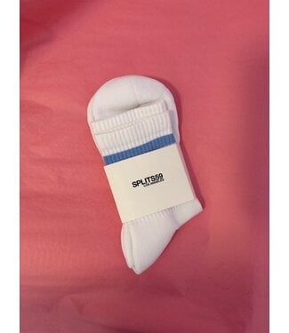Splits59 Logo Stripe Quarter Sock- White/Skylight